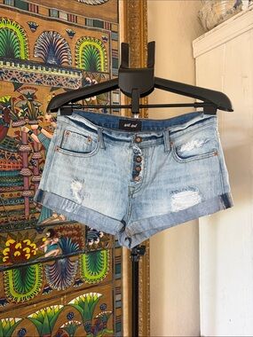 Wet Seal Light Blue Distressed Denim Shorts